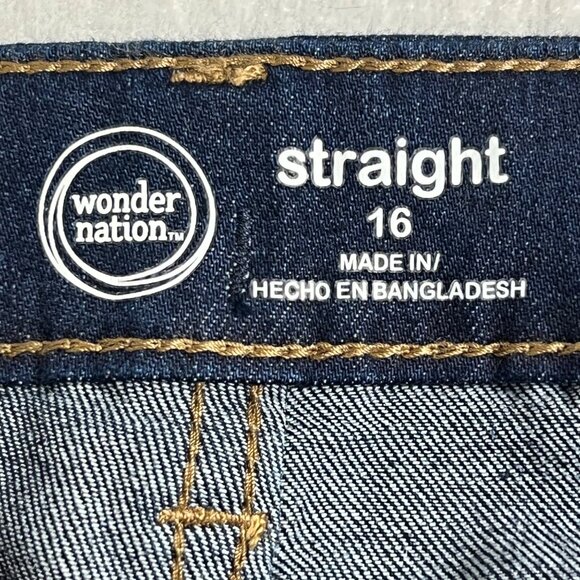 Wonder Nation Girls Straight Leg Classic Fit Stretch Blue Denim Jeans Sz 16 NWOT - Picture 5 of 10